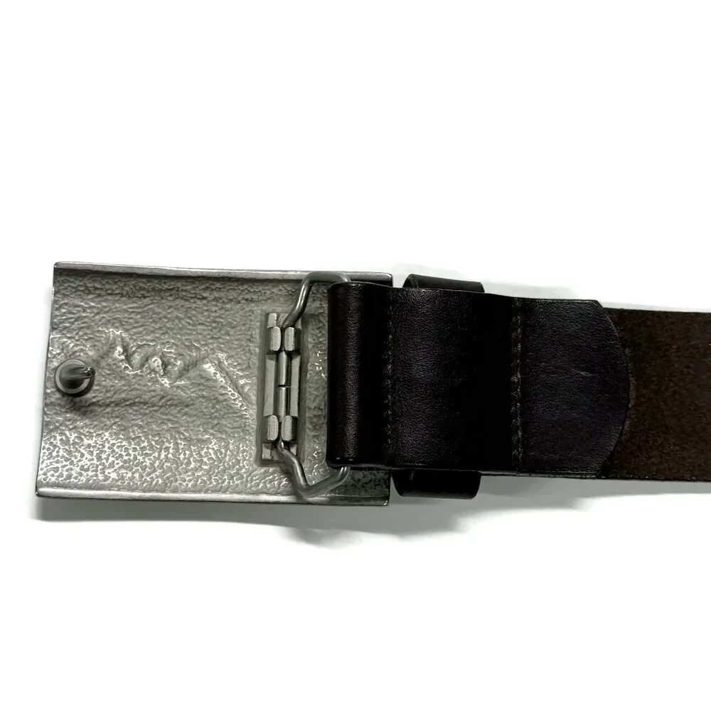 Patagonia Fitz Roy Skyline Western Metal Buckle‎ & Brown Leather Belt 30